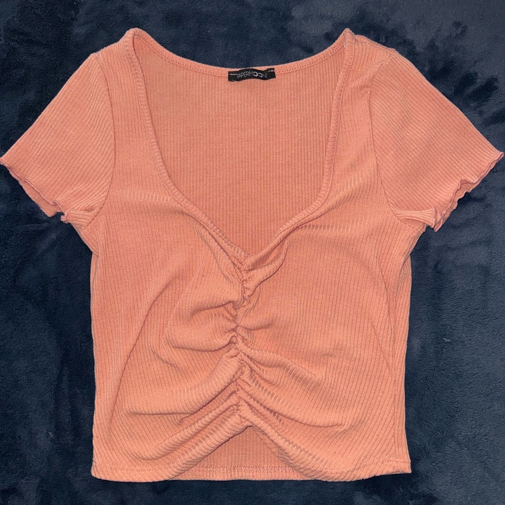 Papermoon Coral Ruched Short Sleeve Top